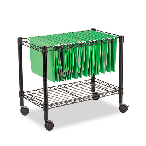 Image of Alera® One-Tier File Cart for Side-to-Side Filing, Metal, 1 Shelf, 1 Bin, 24" x 14" x 21", Black