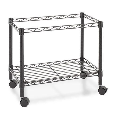 Image of Alera® One-Tier File Cart for Side-to-Side Filing, Metal, 1 Shelf, 1 Bin, 24" x 14" x 21", Black