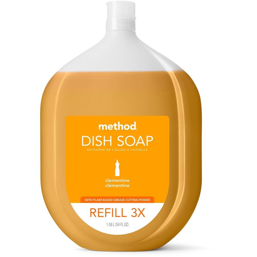 Image of Method Products Dish Soap,Manual,Capped Refill,Clementine,54oz,Orange