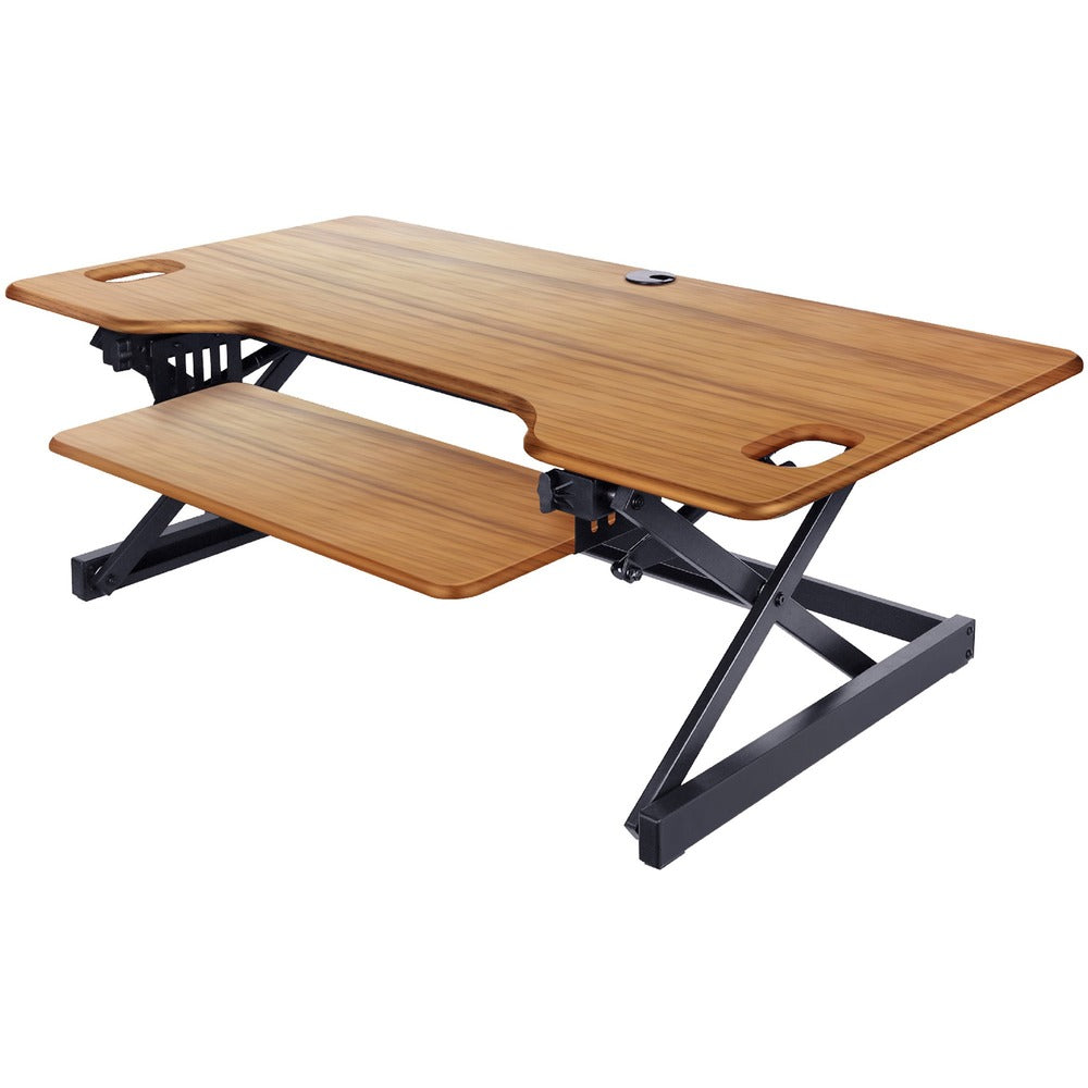Image of Rocelco Desk Riser,w/Tray,Deluxe,45-7/10"x23-3/5"x20",TK/BK