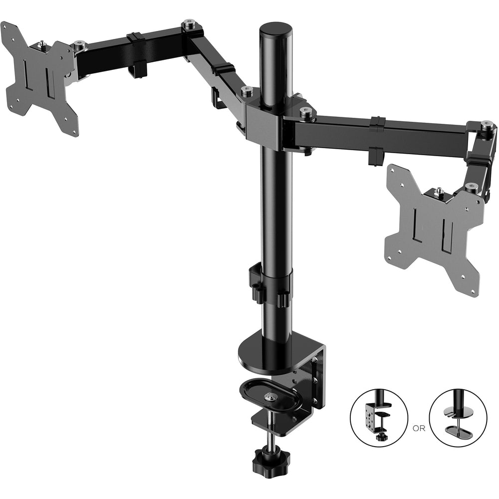 Image of Rocelco Monitor Arms,Dual,w/DeskClamp,Tilt,Swivel,BK