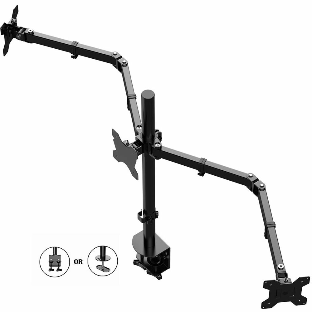 Image of Rocelco Monitor Arms,Triple,w/DeskClamp,Tilt,Swivel,BK