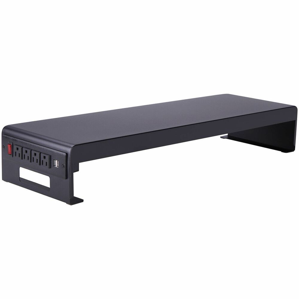 Image of Rocelco Monitor Stand,AC Outlets/USB Ports,30"x9"x4-3/4",BK