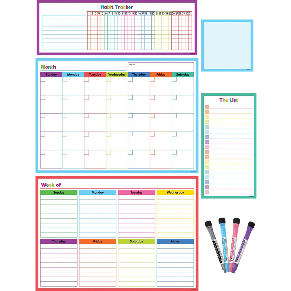 Image of Teacher Created Resources Board,DryErase,Calendar,Magnetic,4 Markers,1/PK,Colorful
