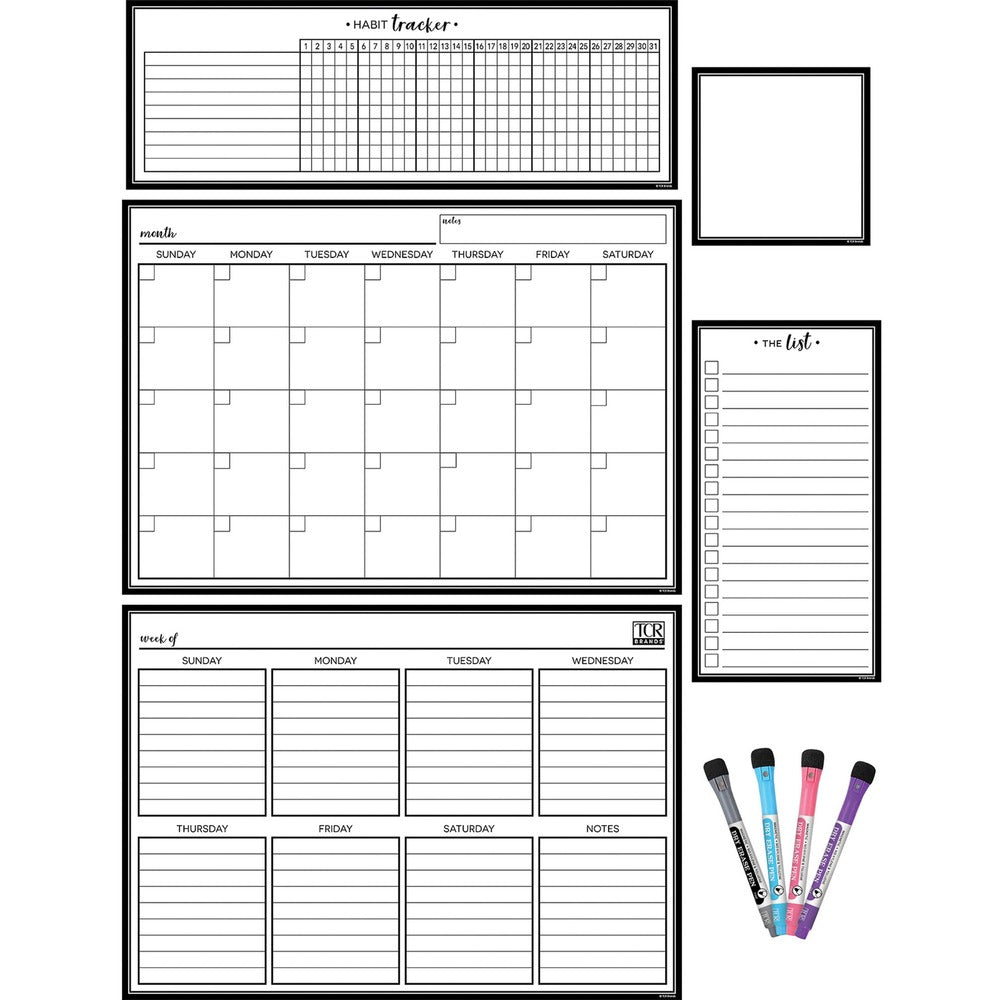 Image of Teacher Created Resources Board,DryErase,Calendar,Magnetic,4 Markers,1/PK,BK/WE
