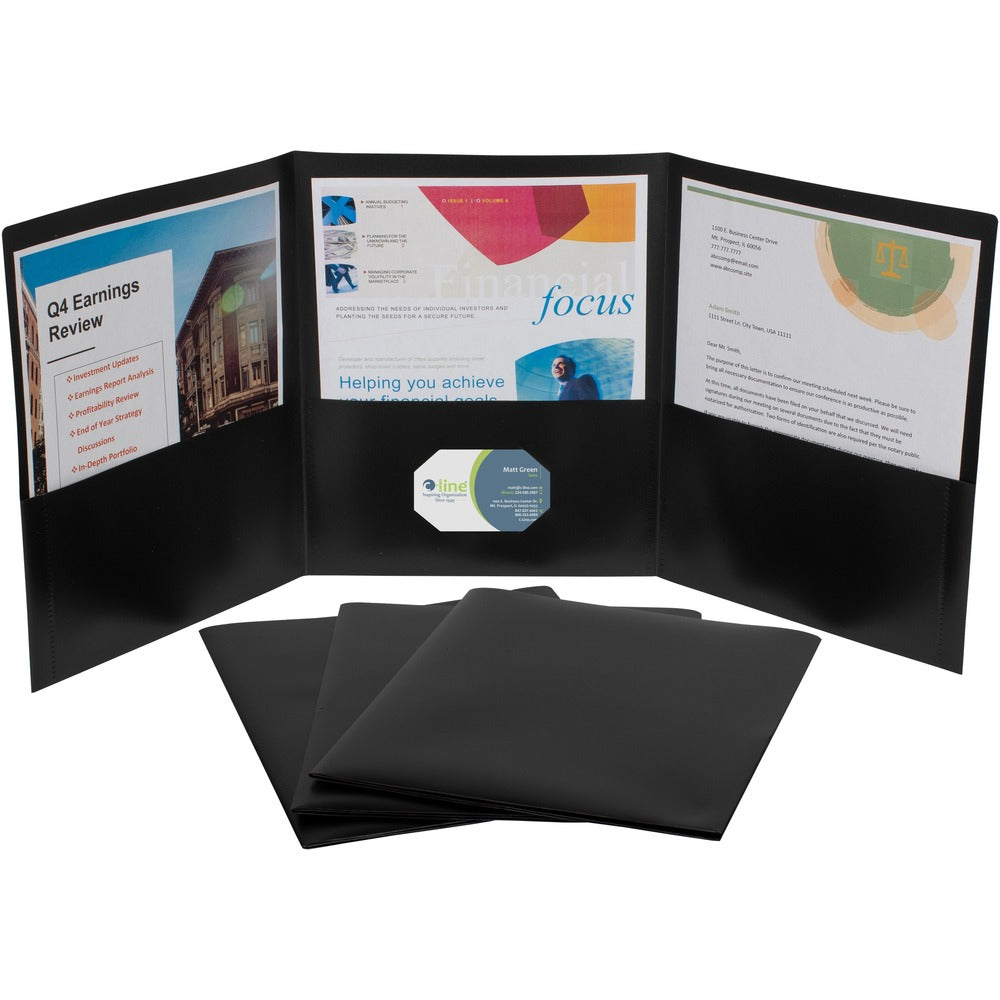Image of C-Line Portfolio,3-Pocket,w/Card Holder,Poly,Letter,24/BX,Black