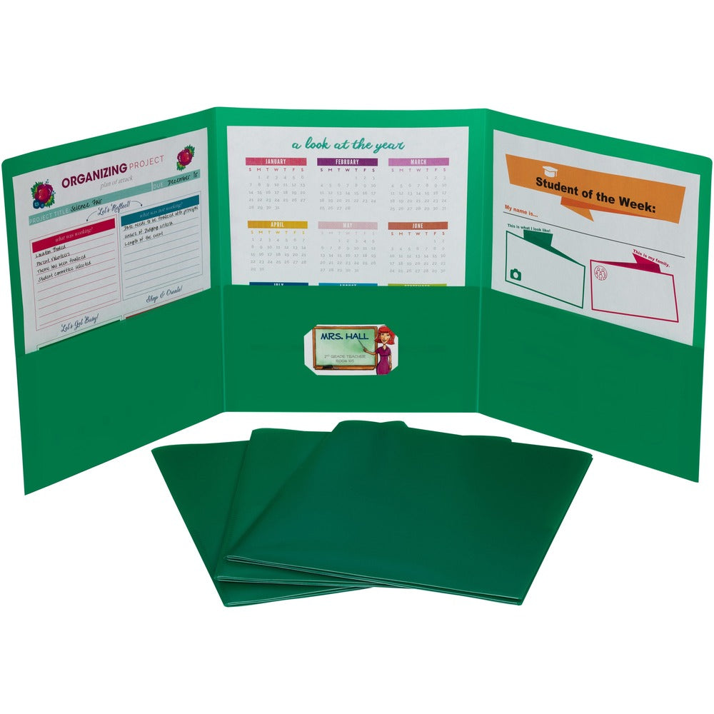 Image of C-Line Portfolio,3-Pocket,w/Card Holder,Poly,Letter,24/BX,Green