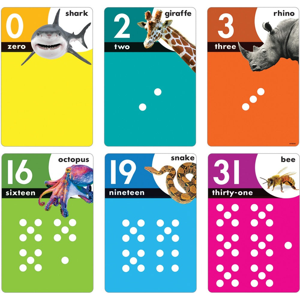 Image of Trend Enterprises Display Cards,Numbers,w/Animals,5-1/4"x8",32 Cards,Multi