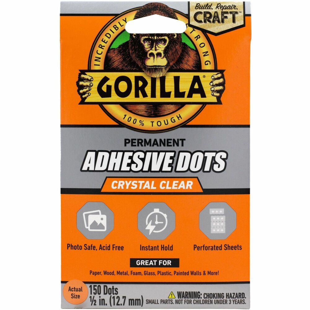 Image of The Gorilla Glue Company Adhesive,Dot,Permanent,1/2",150/PK,Clear