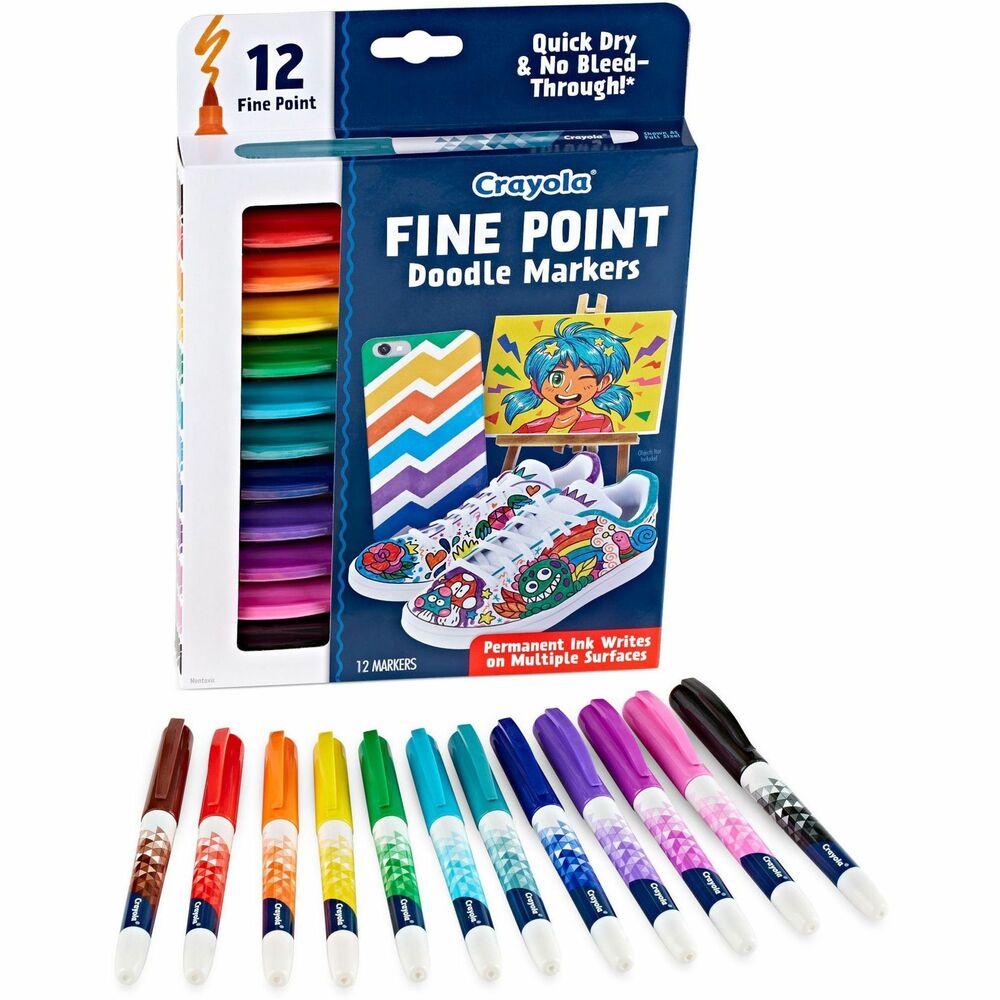 Image of Crayola Marker,Doodle,Fine,Aged Up,12 Colors,12/PK,AST