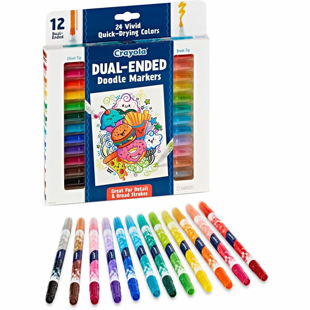 Image of Crayola Markers,Dual-Ended,Chisel,Aged-Up,24 Colors,12/PK,AST