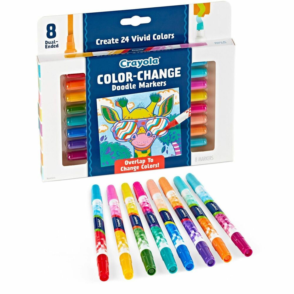 Image of Crayola Markers,Dual-Ended,Color-Changing,24 Colors,Chisel,8/PK,AST