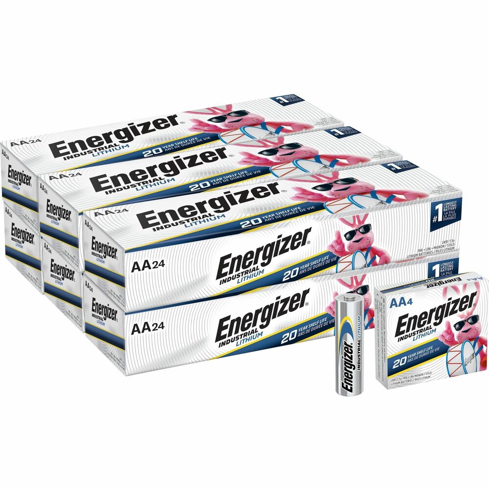 Image of Eveready Battery Co Inc Batteries,Lithium,Industrial,AA,4/PK,6PK/BX,6BX/CT,Silver