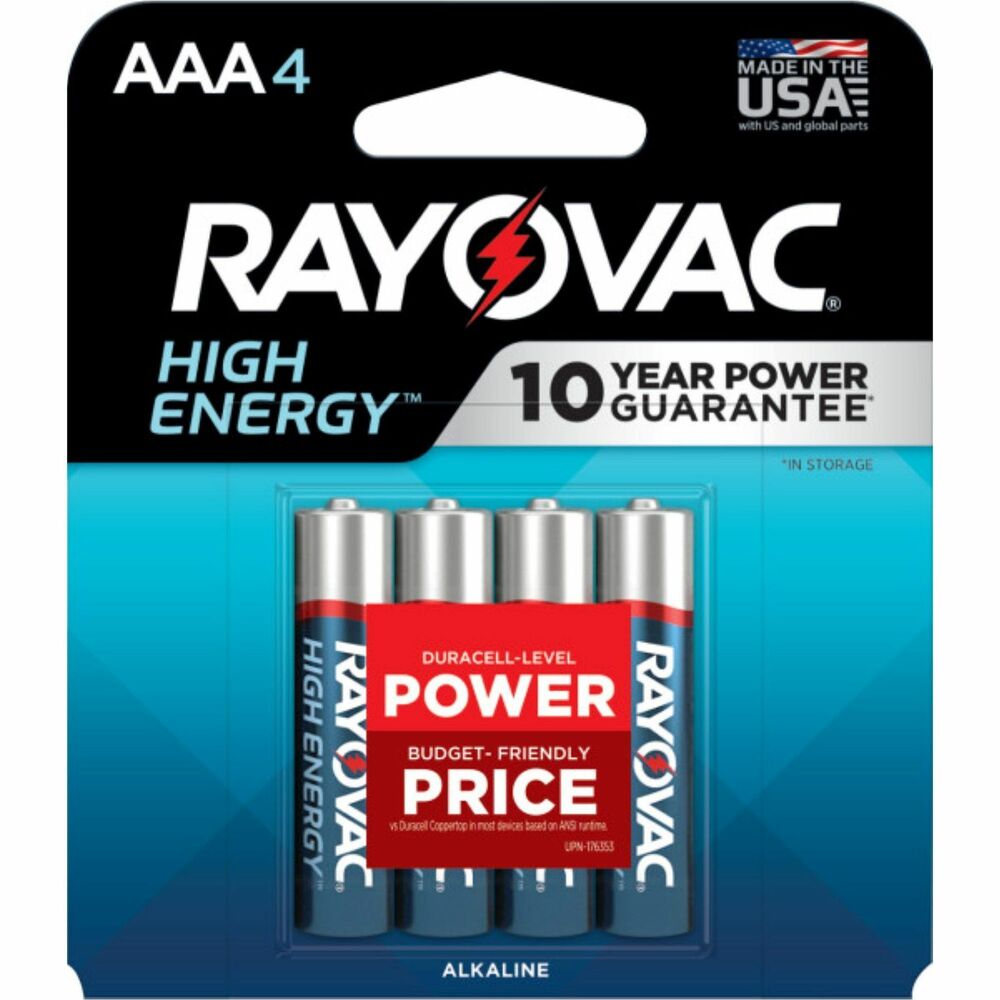 Image of Rayovac Corporation Batteries, High-Energy, Alkaline, AAA, 4/PK, BE/SR
