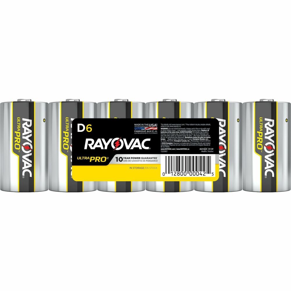 Image of Rayovac Corporation Batteries, Ultra Pro, D, Alkaline, 6/PK, Silver/Black/Yellow