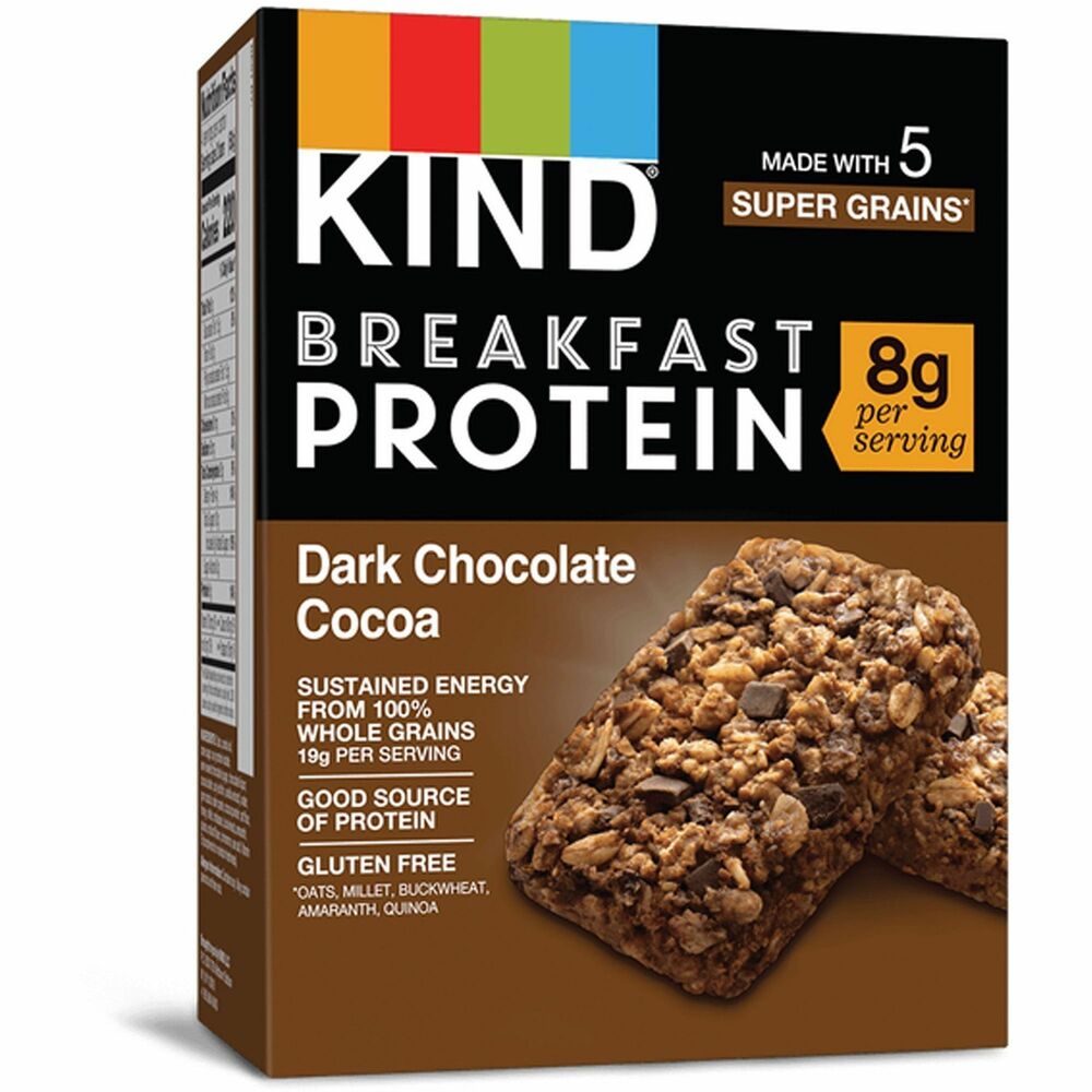 Image of Kind LLC dba Kind Snacks Breakfast Protein Bars, Dark Chocolate Cocoa, 6/BX