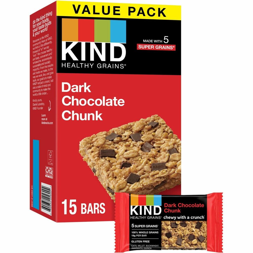Image of Kind LLC dba Kind Snacks Healthy Grains Bar,Dark Chocolate Chunk,15/BX,Multi