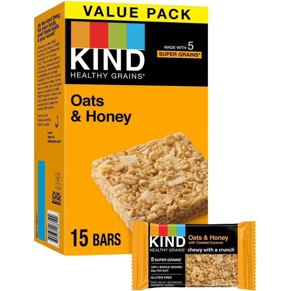 Image of Kind LLC dba Kind Snacks Healthy Grains Bar,Oats/Honey w/ Toasted Coconut,15/BX,Multi