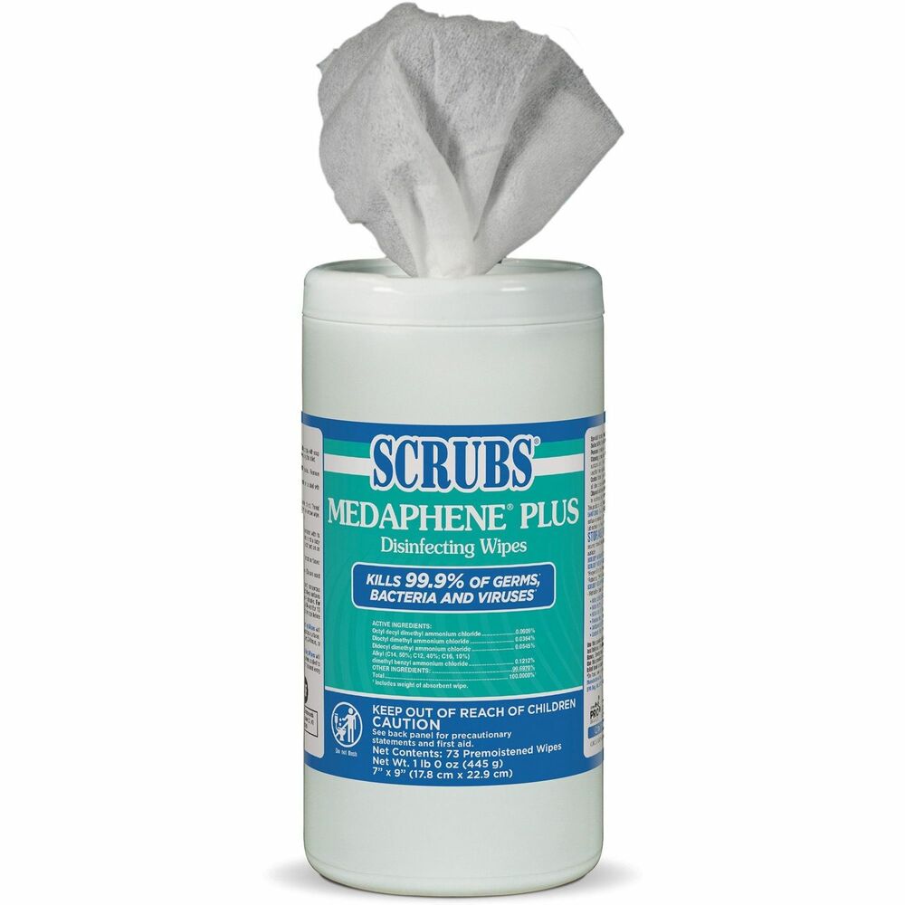 Image of ITW Pro Brands Wipes, Disinfecting, 7"x9", 73/Can, 6/CT, White