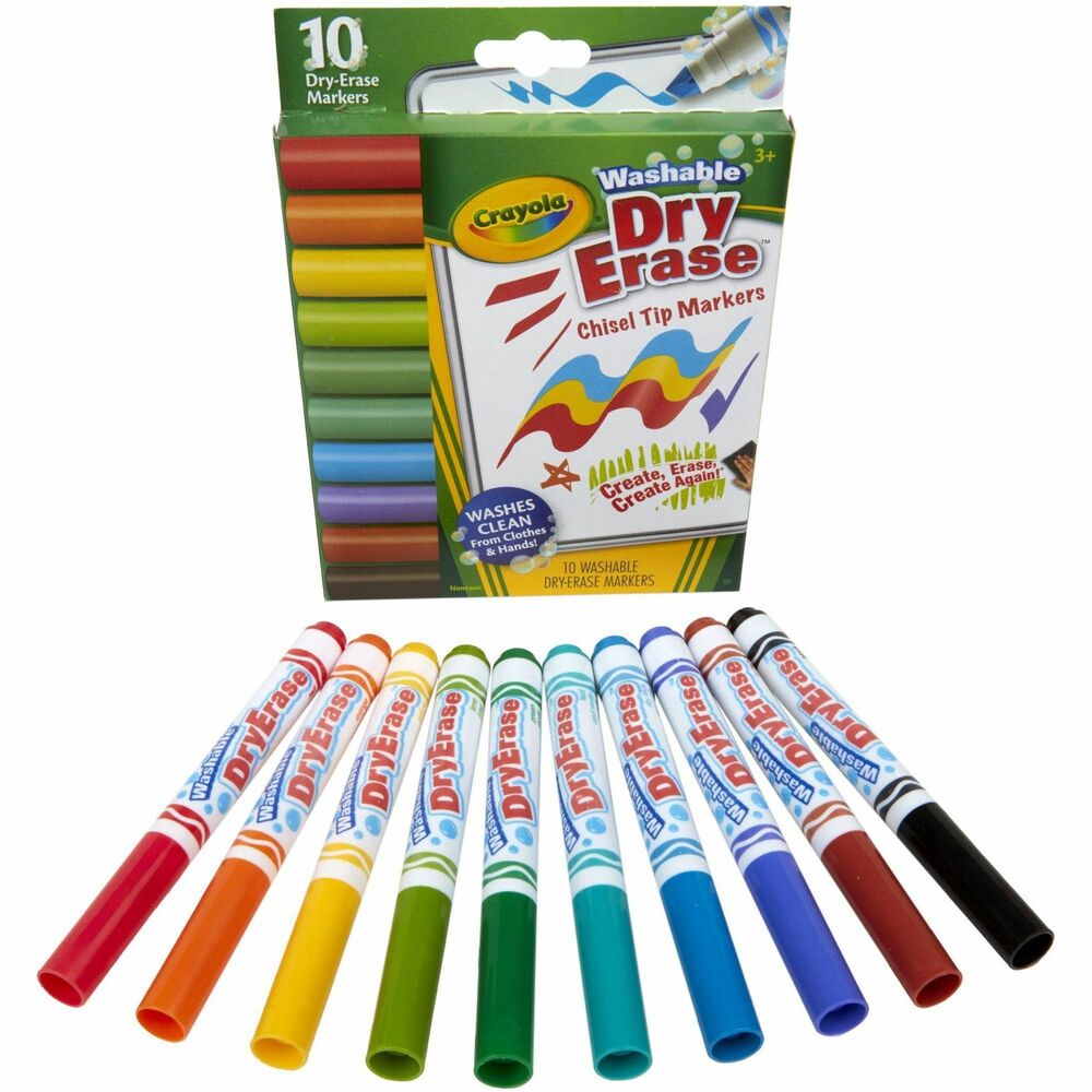 Image of Crayola Markers, Dry-Erase, Washable, 10 Colors, 10/PK, AST