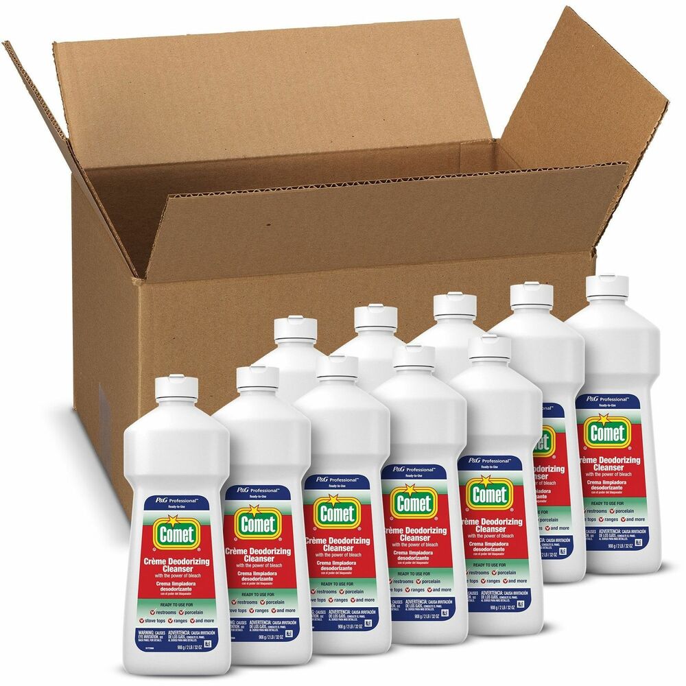 Image of Procter & Gamble Commercial Cleanser, Comet Cream, Bleach, Deodorizing, 32oz, 10/CT, WE