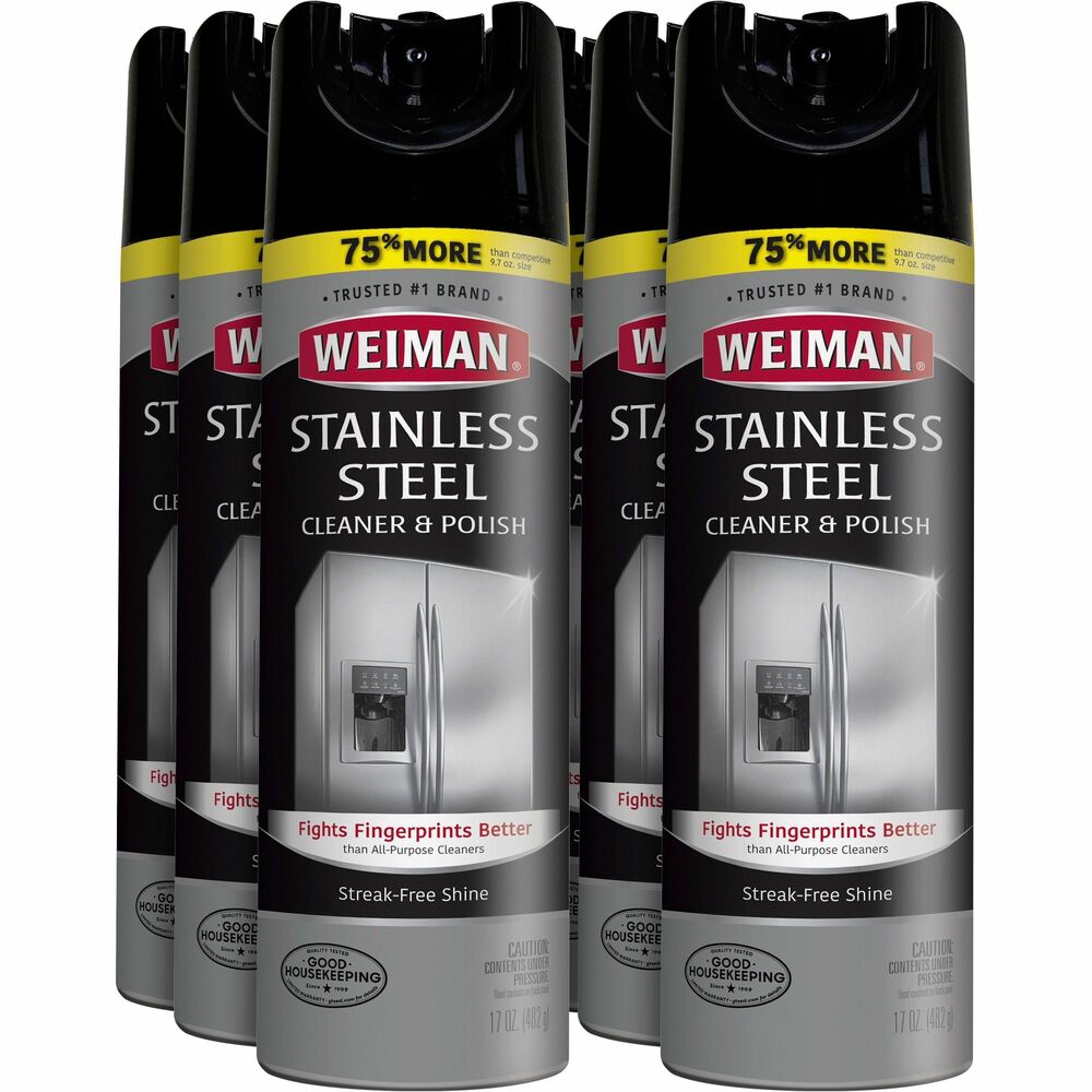 Image of Weiman Products Cleaner/Polish Spray, f/Stainless Steel, 17oz, 6/CT, Clear