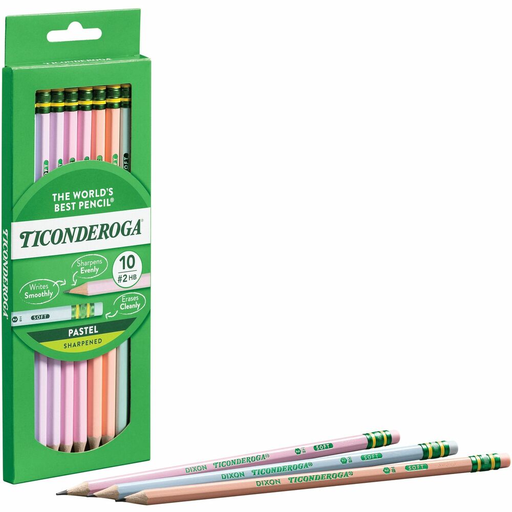 Image of Dixon Ticonderoga Company Pencils,Wood,Graphite,10/BX,Pastel AST