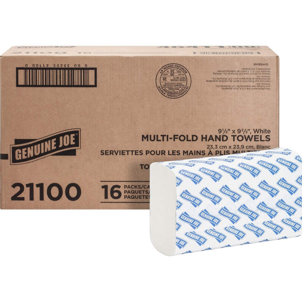 Image of Genuine Joe Multifold Towels,Z-Fold,9-1/5"x9-2/3",250/PK,1280/PL,WE