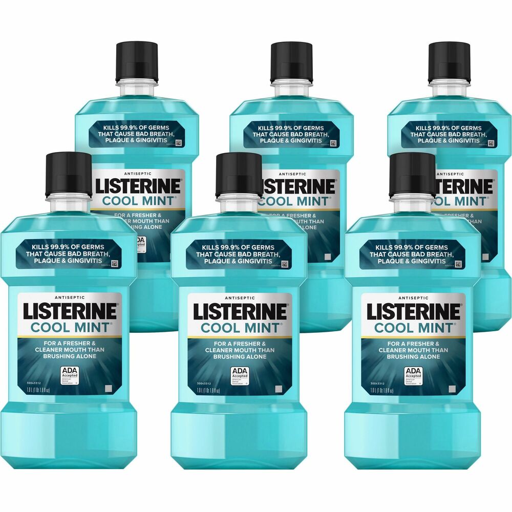 Image of Johnson & Johnson Mouthwash,Anticavity,Cool Mint,1 Liter, 6/CT,Aqua