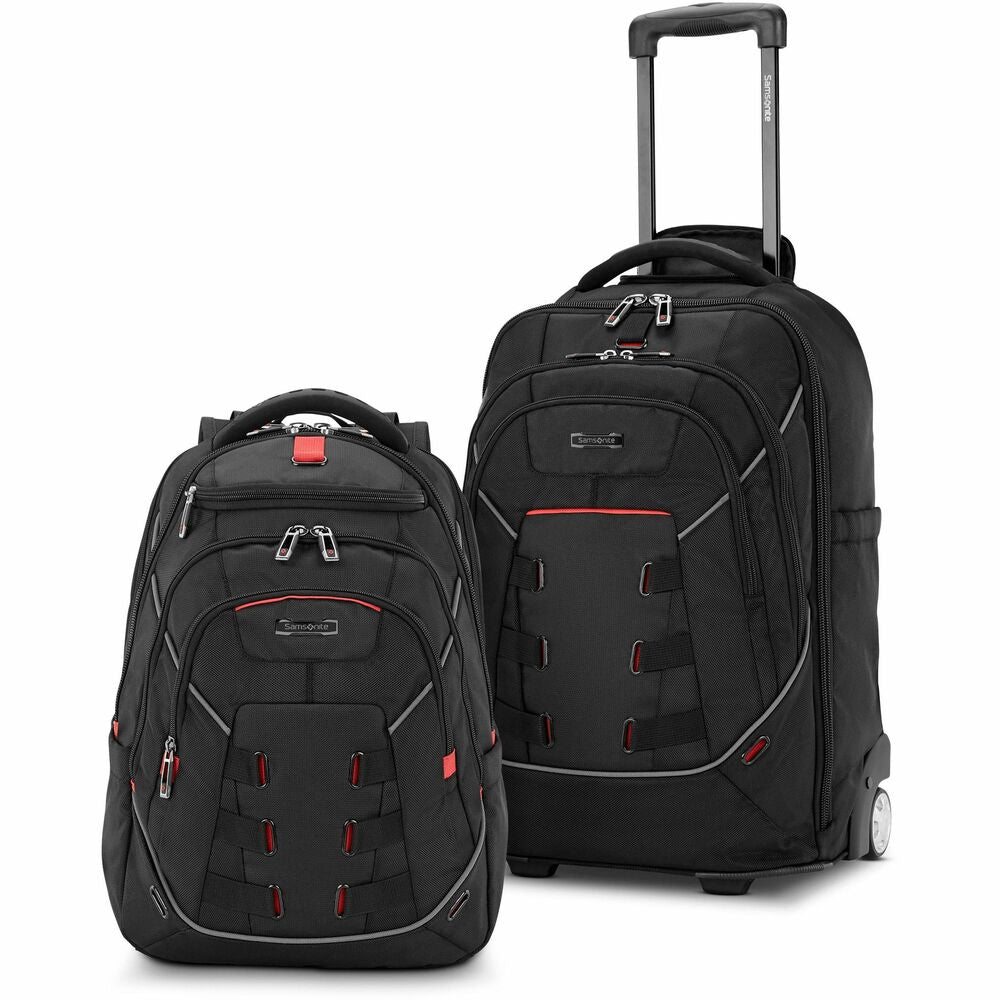 Image of Samsonite Backpack,Straps/Wheels,f/15.6" Laptop,Polyester,BK