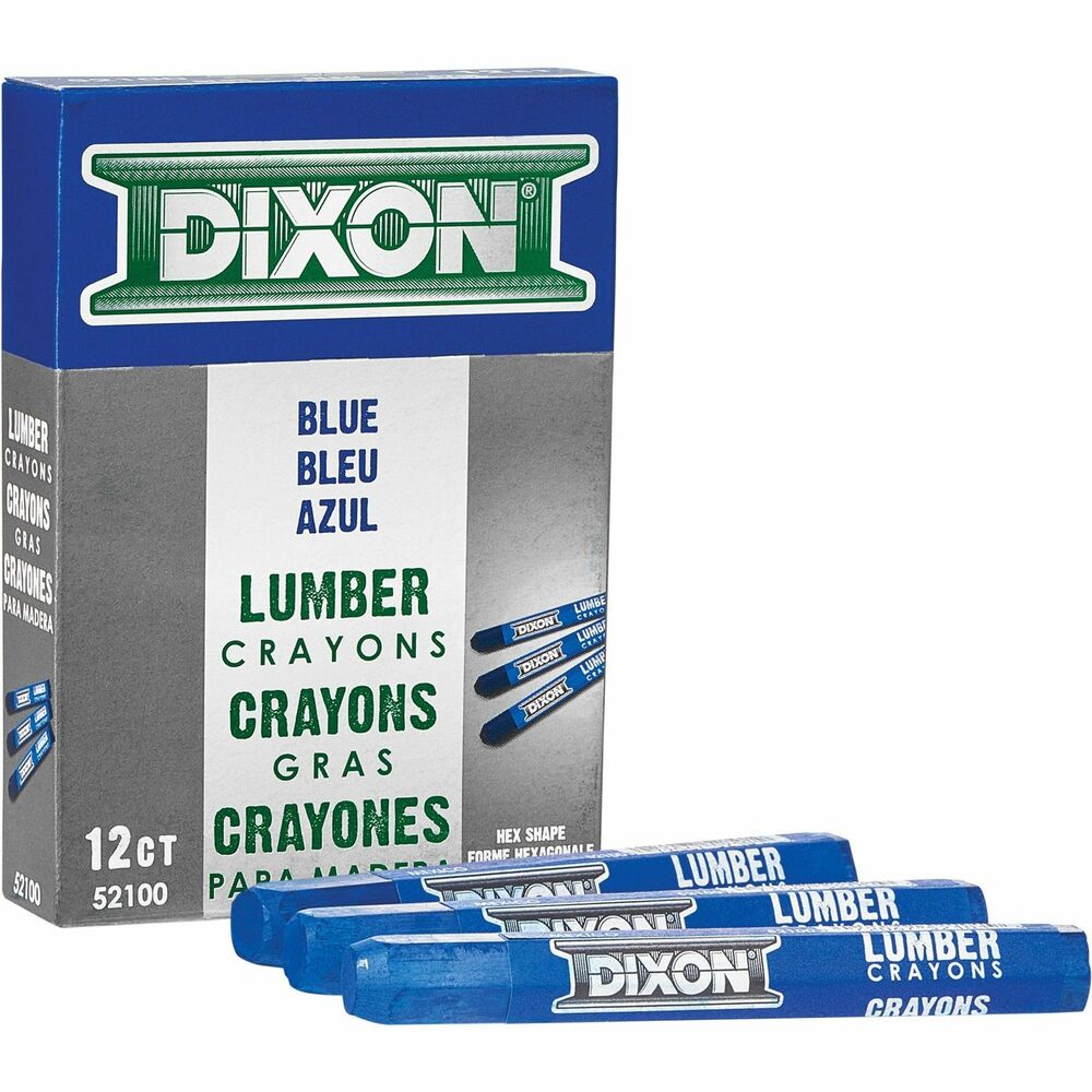 Image of Dixon Ticonderoga Company Lumber Crayons, Fade Proof, 4-1/2"x1/2", 12/BX, Blue