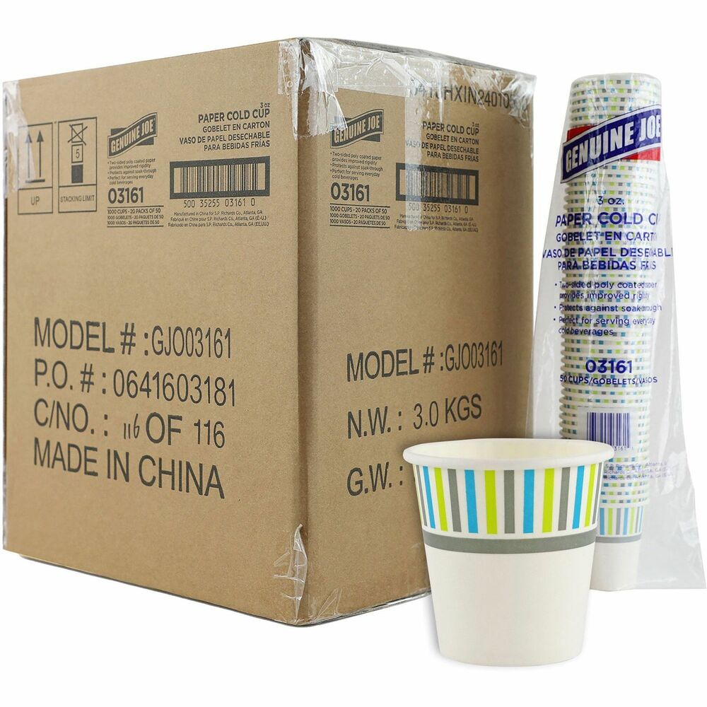 Image of Genuine Joe Paper Cup, Cold, 3 oz, 50/PK, 20PK/CT, White