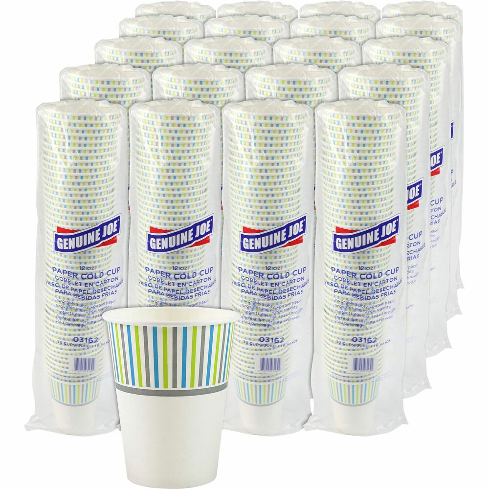 Image of Genuine Joe Paper Cup, Cold, 12 oz, 50/PK, 20PK/CT, White