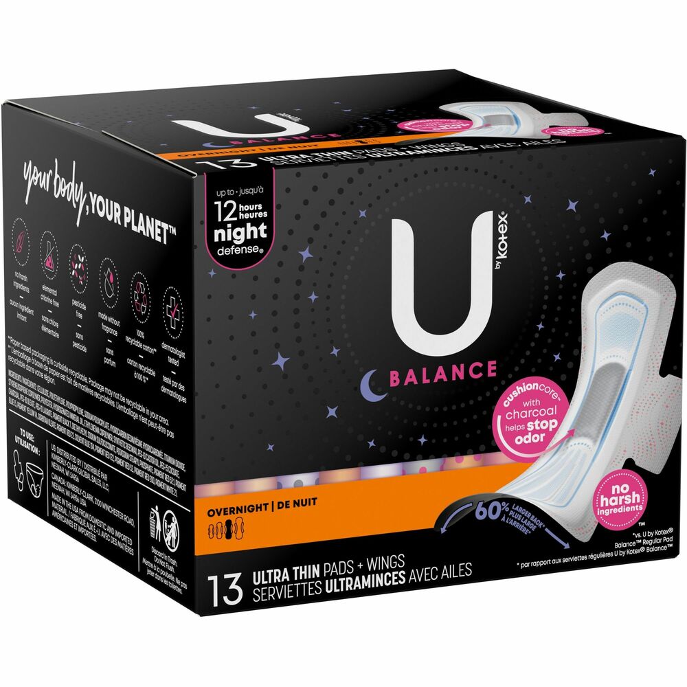 Image of Kimberly-Clark Professional Feminine Pads,Balance,UltraThin,Overnight,w/Wings