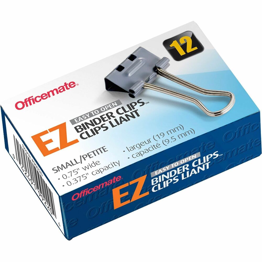 Image of Officemate Binder Clips,Effortless,Small,3/8" Capacity,3/4"W,12/BX,GY