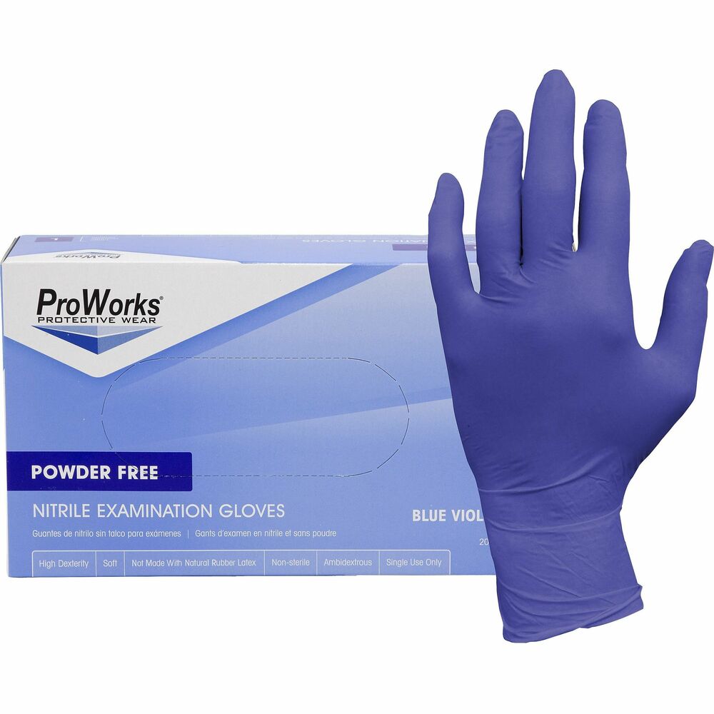 Image of Hospeco Gloves,Exam,Nitrile,3 mil,9-1/2"L,Medium,200/BX,10BX/CT,BVT
