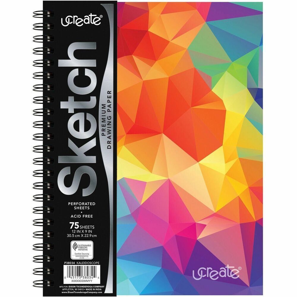 Image of Pacon Sketchbook,Kaleidoscope,75 Pages,120 gsm,9"x6",Neon