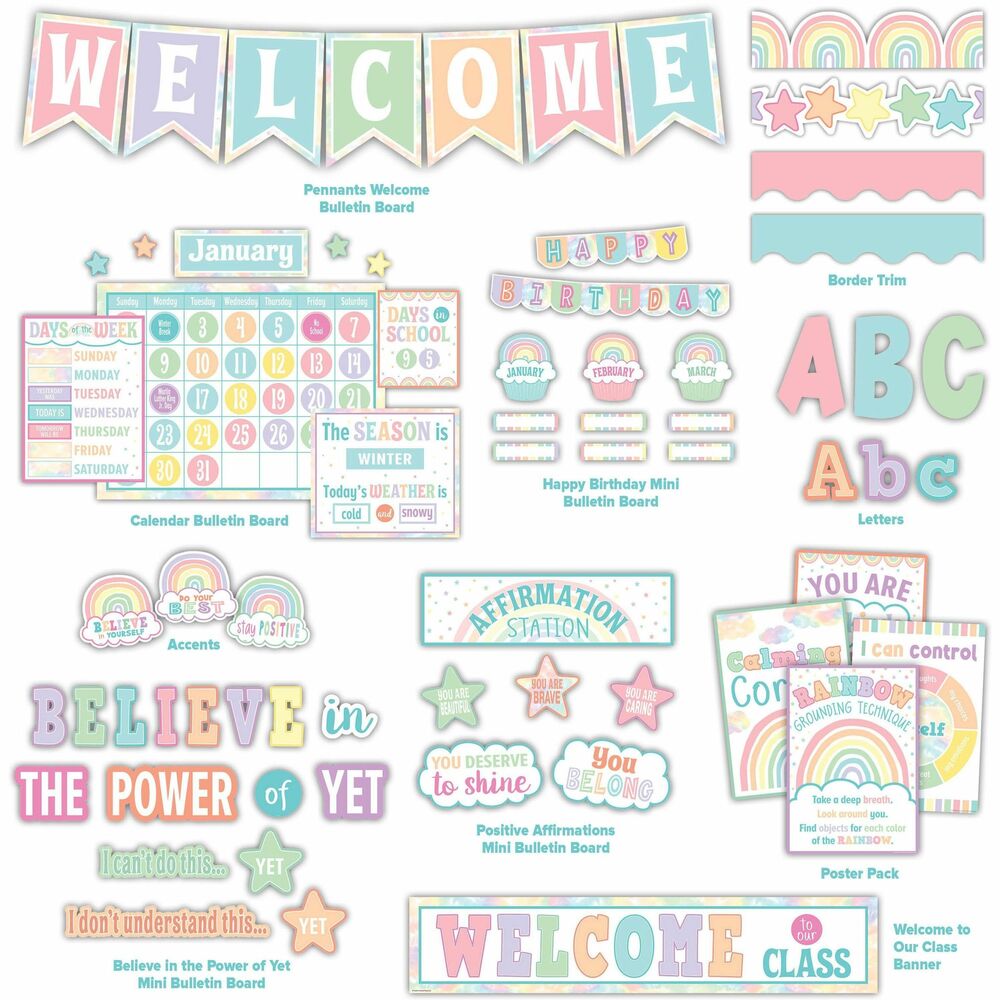 Image of Teacher Created Resources Classroom Decor Set,Bulletins/Posters/Letters,Pastel Pop,MI