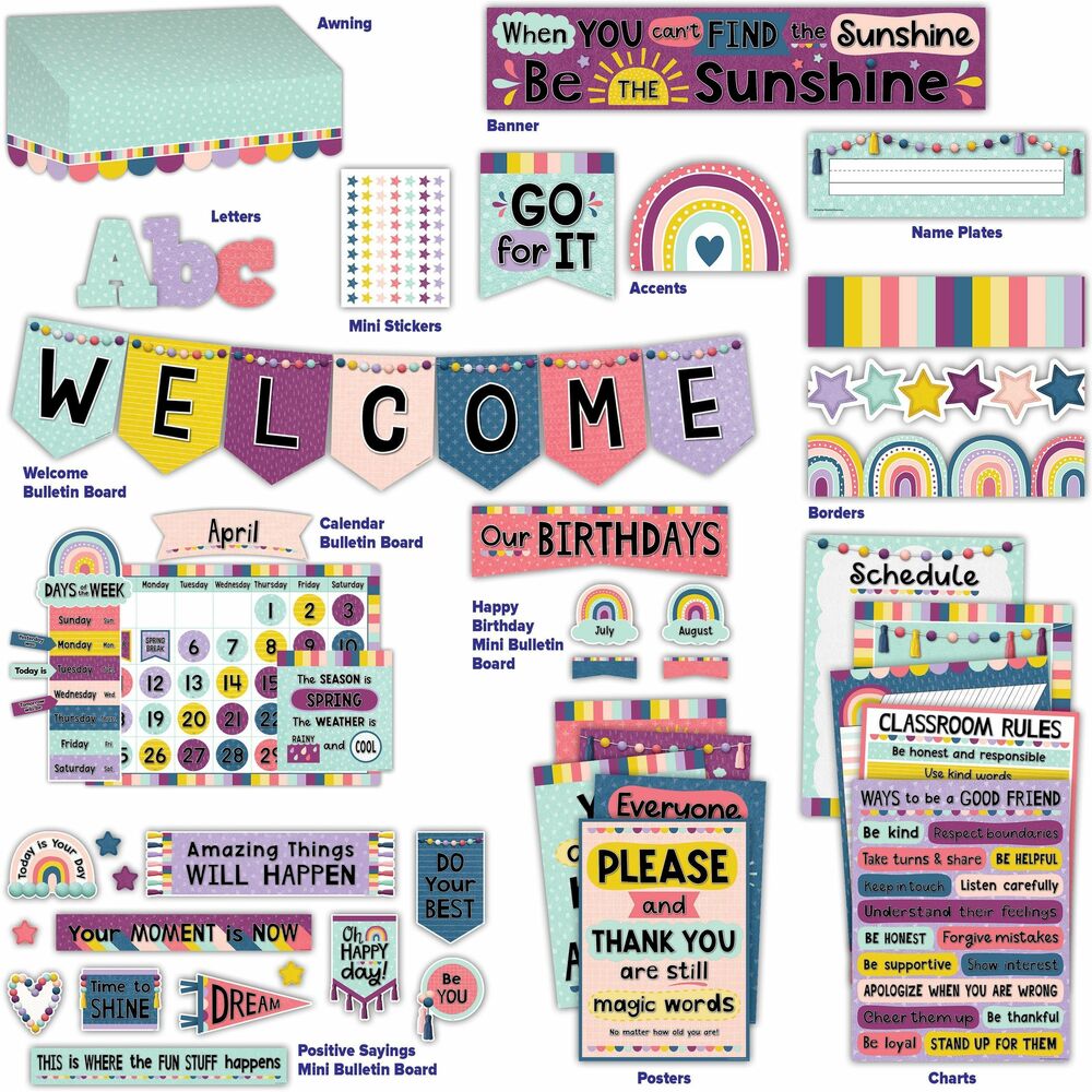 Image of Teacher Created Resources Classroom Decor Set,Bulletins/Posters/Banner,Oh Happy Day,MI
