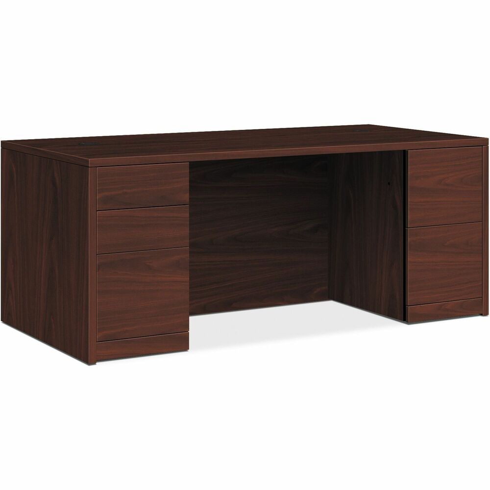 Image of The HON Company Double Pedestal Desk,Rectangle,66"x30"x29-1/2",Mahogany