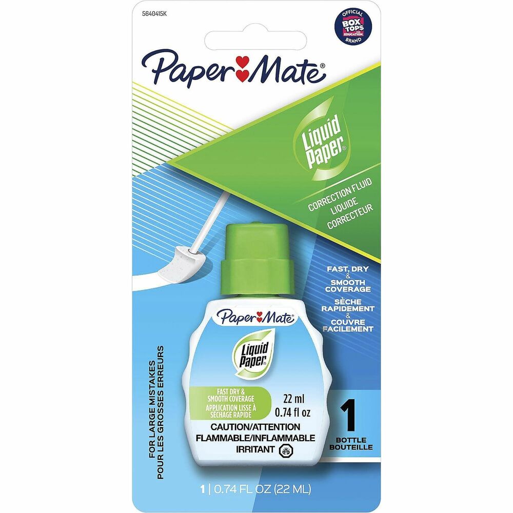 Image of Paper Mate Correction Fluid, Fast Drying, 22ml, 1/PK, Bright White