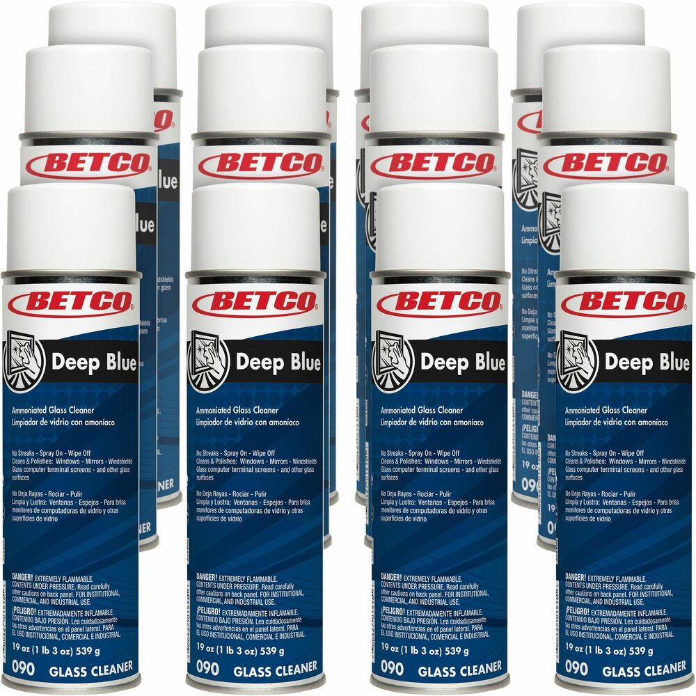 Image of Betco Corporation Cleaner,Foam,Ammonia,f/Glass/Multipurpose,19oz,12/CT,WE