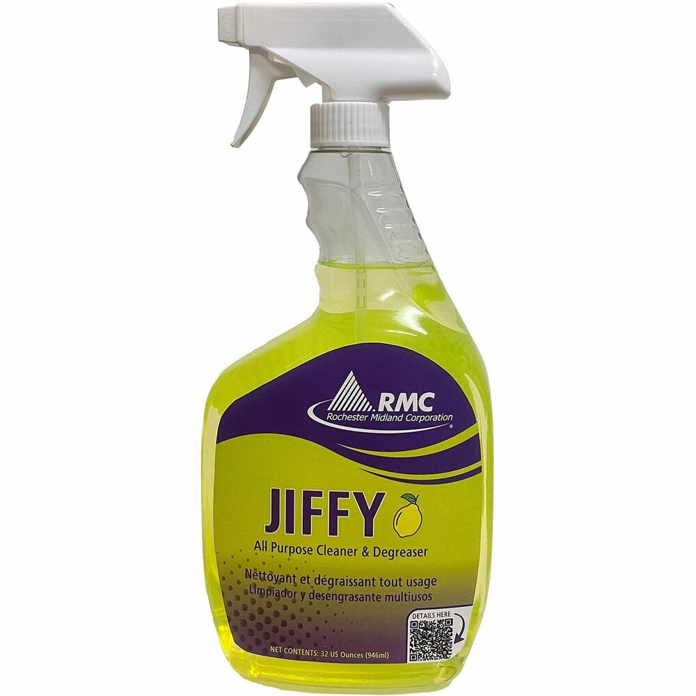 Image of Rochester Midland Corporation Spray Cleaner, Ready-to-Use, Jiffy, 32oz, Yellow Glow