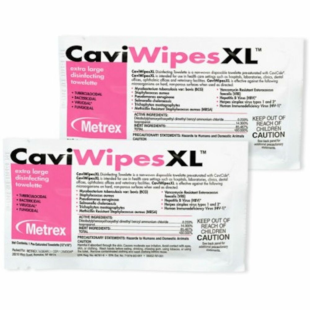 Image of Metrex Disinfectant Wipes,XL,Individual Packs,10"x12",50/BX,6/CT
