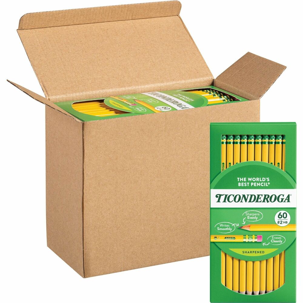 Image of Dixon Ticonderoga Company Pencil, w/ Eraser, No 2 Black Lead, 240/BX, Yellow Barrel