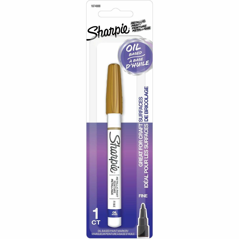 Image of Newell Brands Sharpie Paint Marker, Oil-Based, Fine Point, Gold
