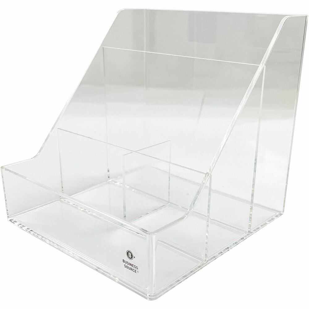 Image of Business Source Desktop Organizer,4Comprtmnt,Acrylic,5-3/5"x5-3/5"x5-1/2",CL