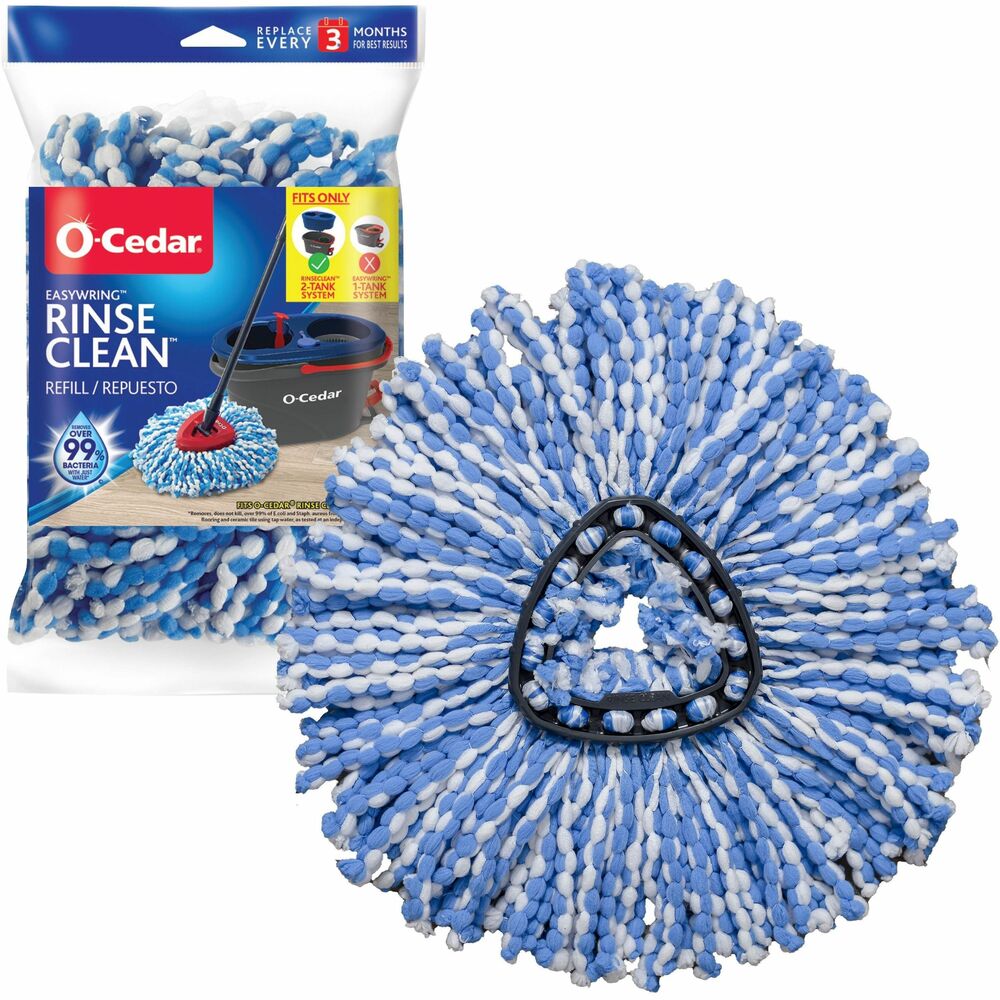 Image of O-Cedar Mop Refill,f/Spin Mop,Microfiber,RinseClean,White/Blue