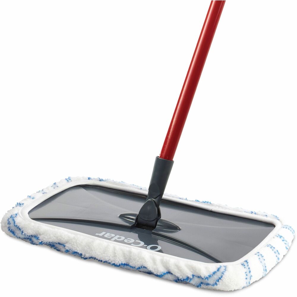 Image of O-Cedar Mop,Dry/Wet,Microfiber,w/Red Handle,White/Black/Blue