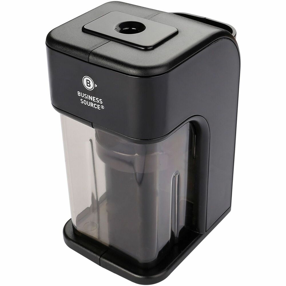 Image of Business Source Pencil Sharpener,Electric,Helical Cutter,Pen Holder,BK